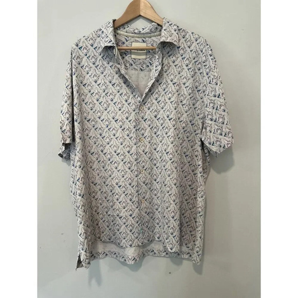 TOMMY BAHAMA MENS ALCAZAR TILES HAWAIIAN 100% SILK ALOHA CAMP SHIRT XL - Picture 1 of 11